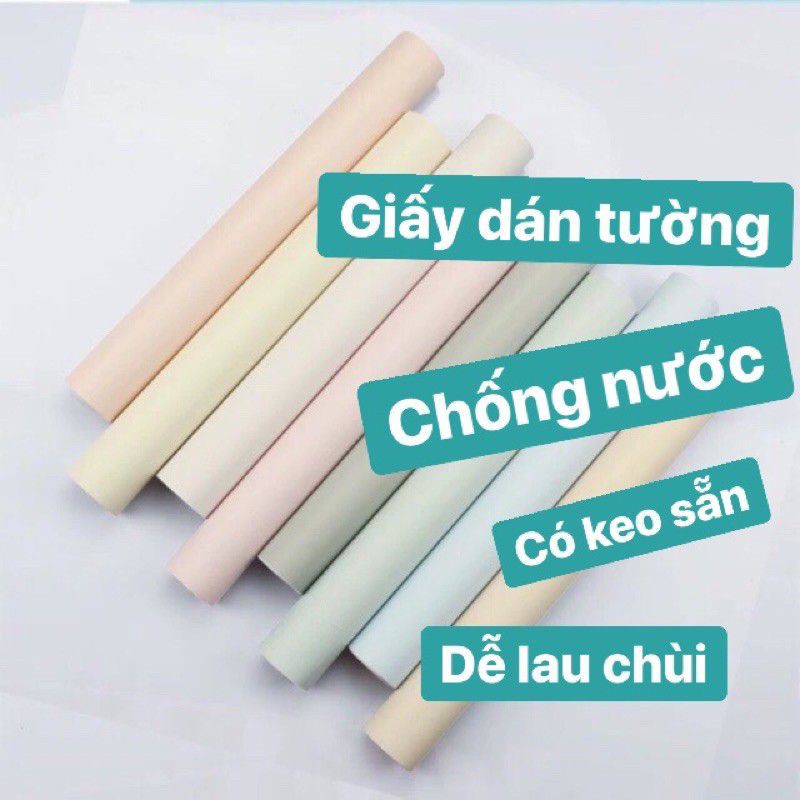 Giấy dán tường decal màu trơn keo sẵn 10m x45cm [GIÁ RẺ] - 10m Decal dán tường màu pastel Giấy dán tường chống nước 3d