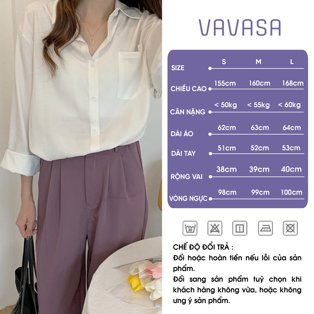 Áo sơ mi nữ kiểu công sở dài tay đẹp form rộng VAVASA SM09