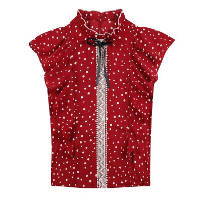 Áo Voan Ngắn Tay Họa Tiết Chấm Bi Xinh Xắn Dành Cho Nữ