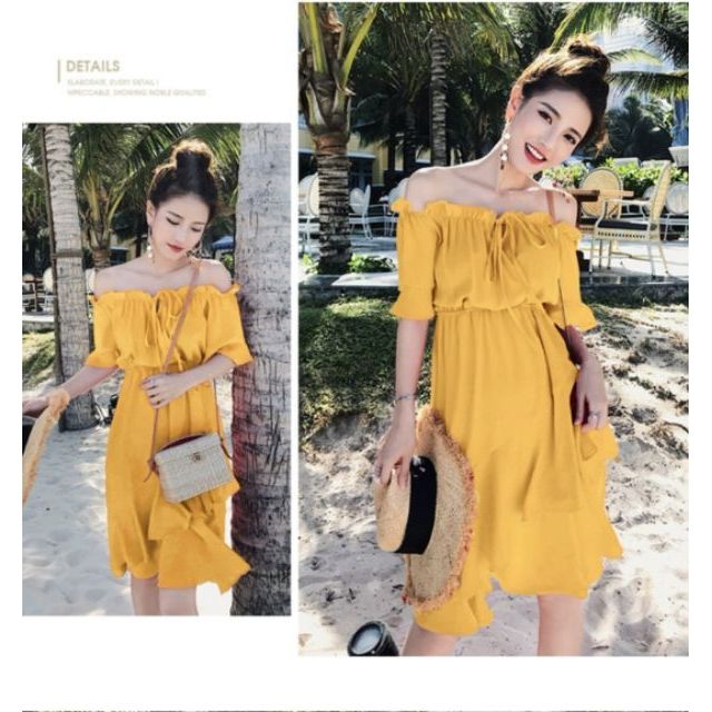 VÁY TRỄ VAI XOÈ THẮT NƠ siêu xinh (kèm ảnh thật)