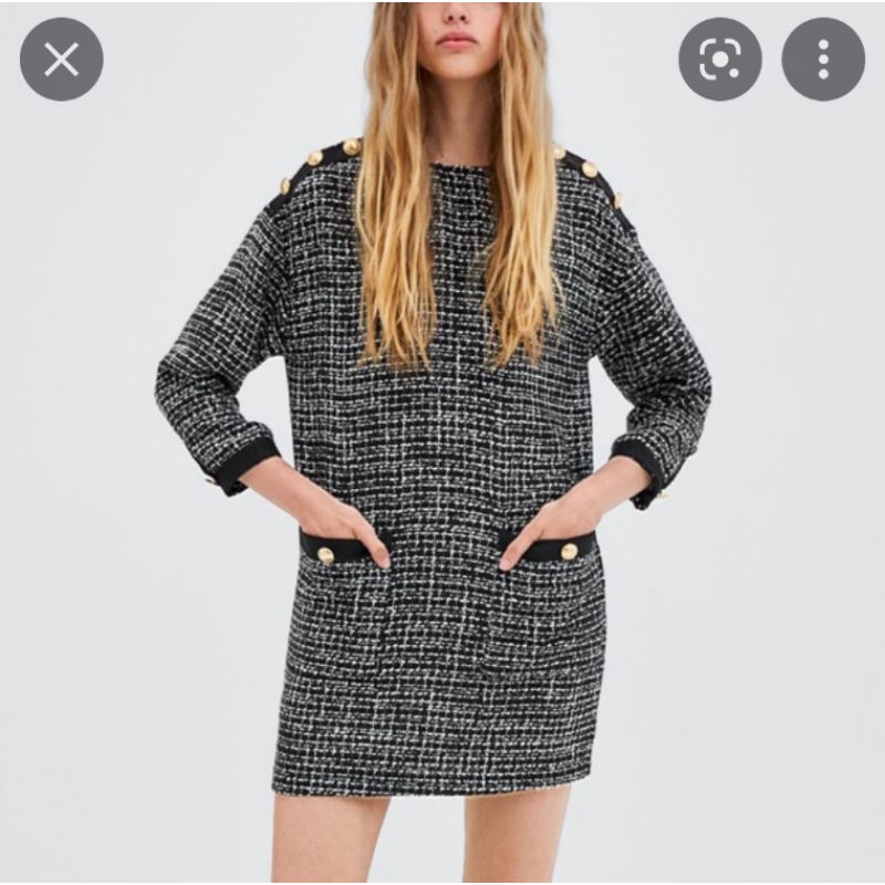 Đầm dạ tweet Zara auth tuồn vnxk đầm thu đông dáng dài form suông oversize zr xuất khẩu dư xịn