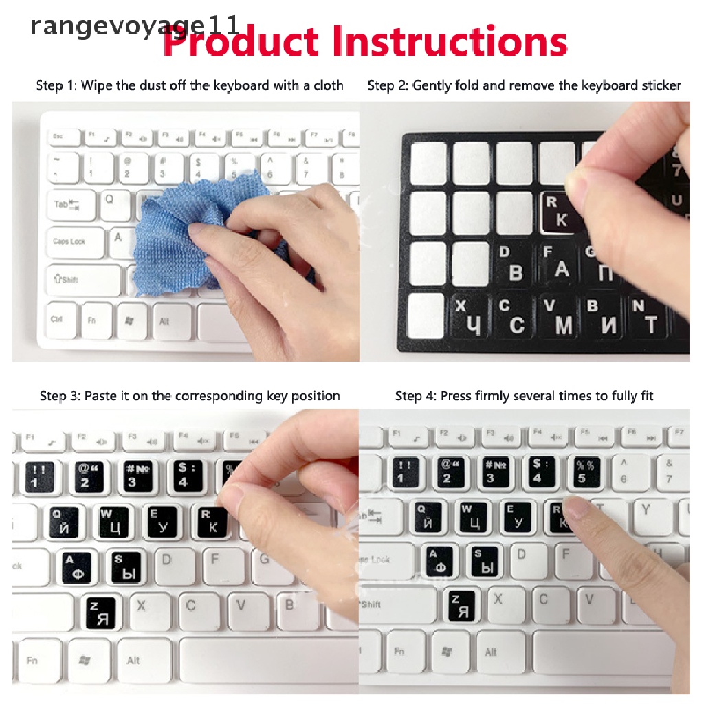 Miếng Dán Hình Bảng Chữ Cái Màu Trắng Trong Suốt Dùng Trang Trí Laptop / Bàn Phím Máy Tính