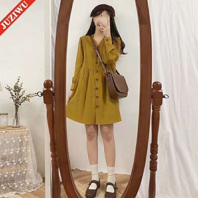 Đầm babydol nút dọc