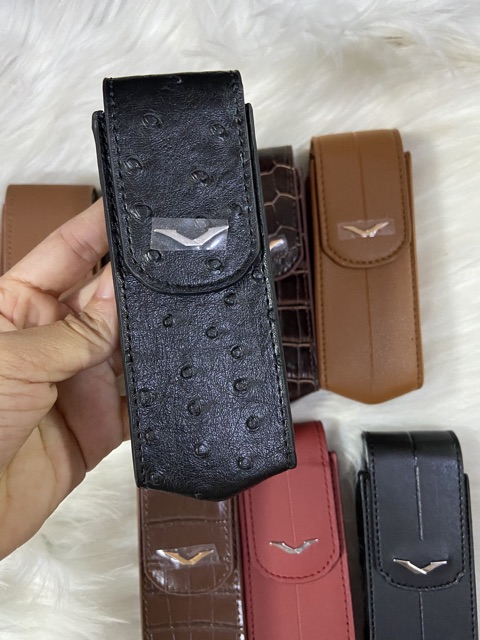 Bao da Vertu Singature S đứng có nắp da Đà Điểu cực đẹp