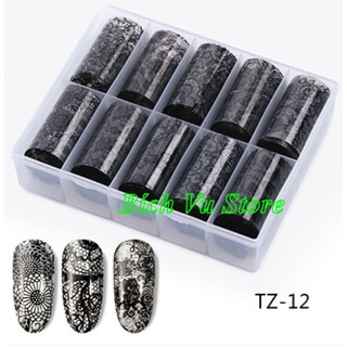 Sét 10 kiểu Foil dán móng (size 20*4cm/cuộn)
