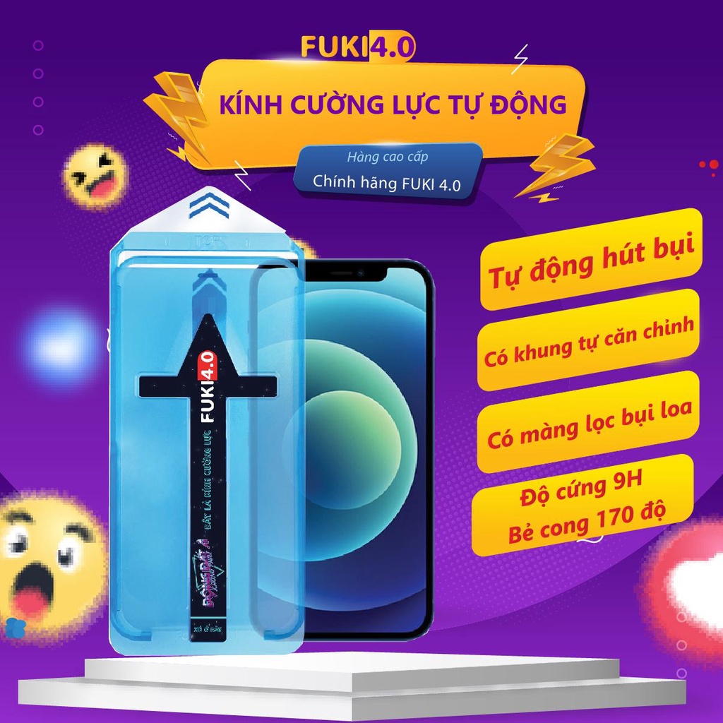Kính cường lực tự hút bụi, có khung tự dán và màng lọc bụi loa FUKI 4.0