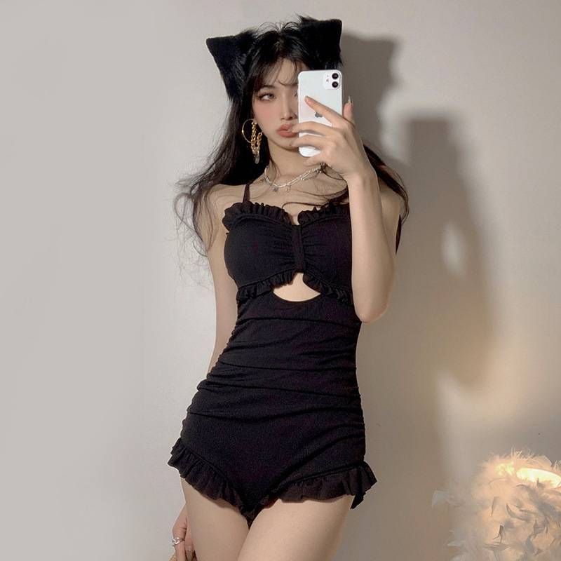 Swimwear Korean style INS thin cover belly fairy chest gather one-piece swimsuit