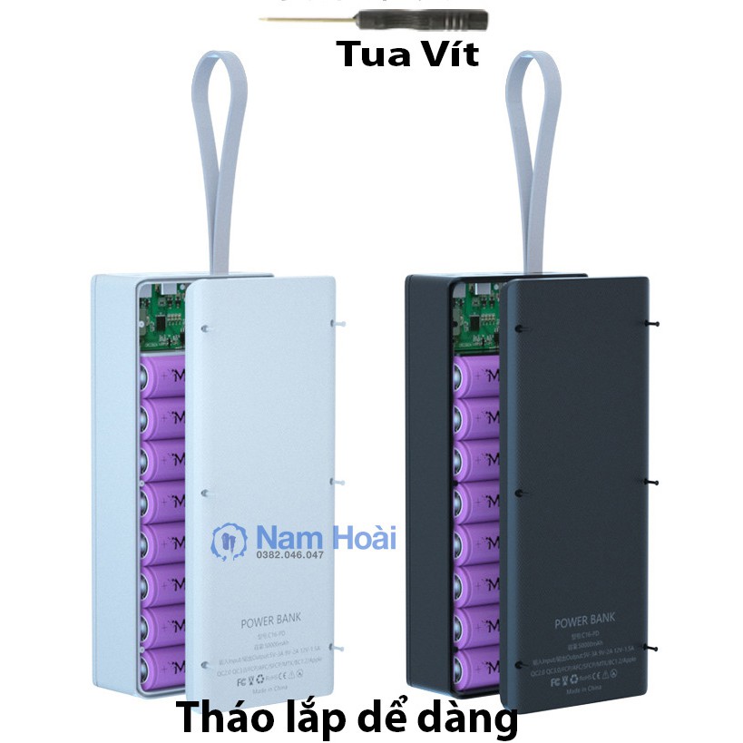 Box sạc dự phòng 16 cell 5V2.1A Không dây bản cao cấp chống ngược cực Mẫu mới 2021