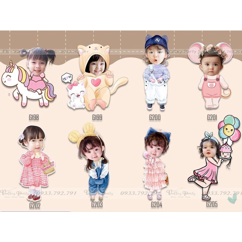 Chibi bé trai, bé gái trang trí sinh nhật, thôi nôi 20-35cm dễ thương