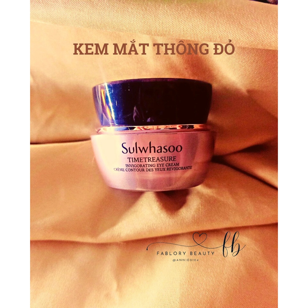 Kem mắt thông đỏ Sulwhasoo Timetreasure Invigorating Eye Cream 4ml chống lão hóa mạnh mẽ giúp vùng da mắt săn chắc, sáng