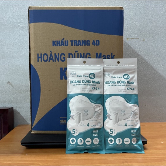 COMBO 50 KHẨU TRANG KHÁNG KHUẨN 4D HOÀNG DŨNG MASK KF94 HÀNG SẢN XUẤT TẠI VIỆT NAM