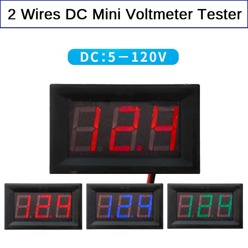 2 Vôn Kế Điện Tử diy 0.56 inch 2 Dây Đo Điện Áp Và Dòng Điện dc 5-120v Cho Xe Hơi