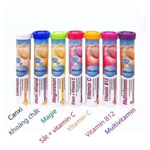 Viên C Sủi Mivolis Đức Vitamin C, B12, magie, canxi Hỗ trợ tăng cường hệ miễn dịch dùng cho người lớn, mẹ bầu và trẻ em