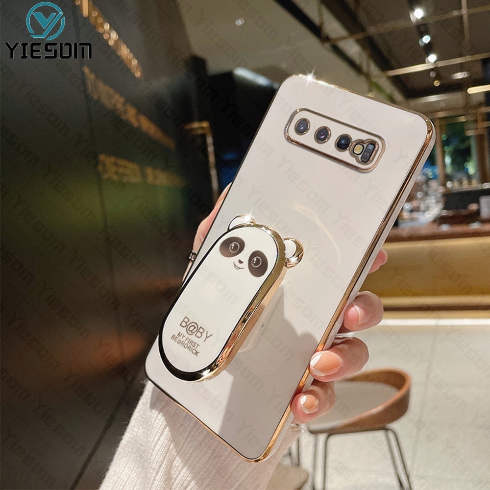 Ốp Điện Thoại Silicon Dẻo Họa Tiết Hoạt Hình Chú Gấu Kèm Giá Đỡ Cho Samsung Galaxy S10 S20 Plus S20 FE S20 Ultra