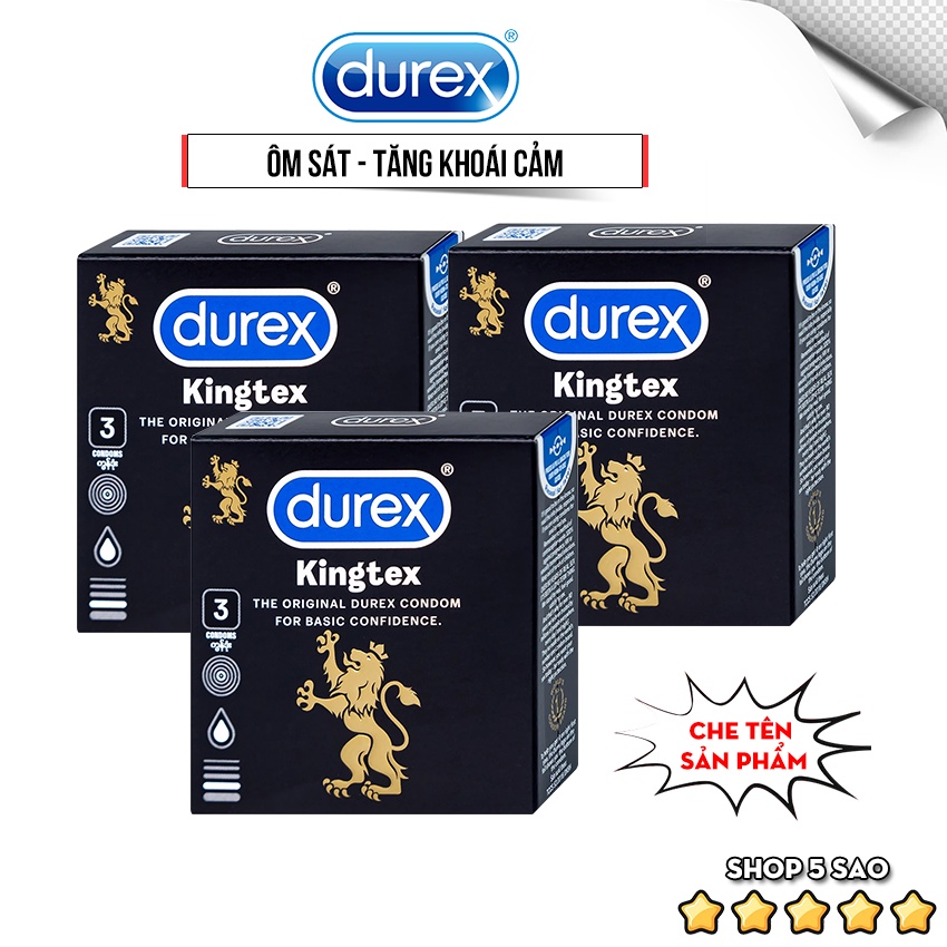 Bao Cao Su Durex Kingtex Hộp 3 Bao - Bcs Siêu Mỏng, Ôm Sát Có Nhiều Gel - Kích Thích Siêu Khoái Cảm