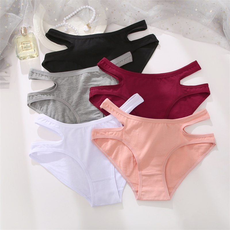 Cute Byte Quần lót CuteByte vải cotton mềm mại màu trơn thiết kế dây chéo quyến rũ cho nữ