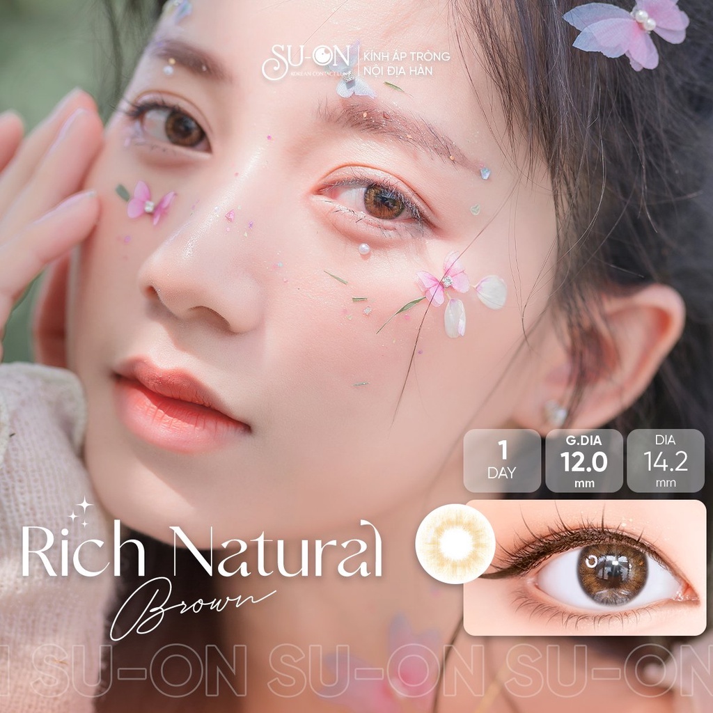 Lens 1 ngày Ann365 RICH NATURAL BROWN áp tròng 14,2mm, màu nâu trong tự nhiên Hàn Quốc, siêu êm đeo cả ngày