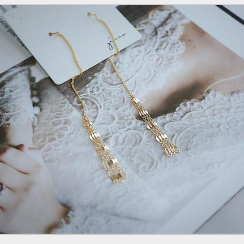 Bông Tai Chuỗi Dài Tòn Ten Titan Không Đen TT 4007