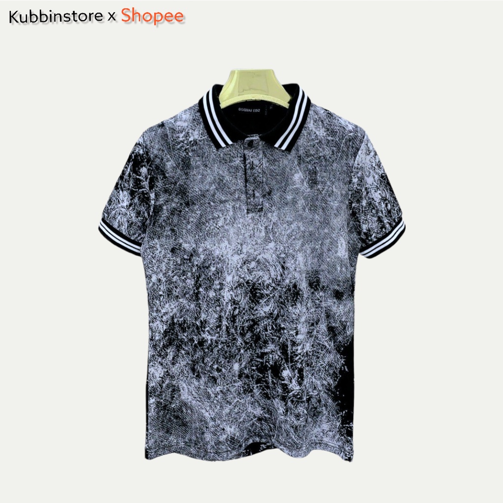 Áo polo nam cổ bẻ - Áo thun nam có cổ 3d loang xám chất cotton cao cấp PSG1