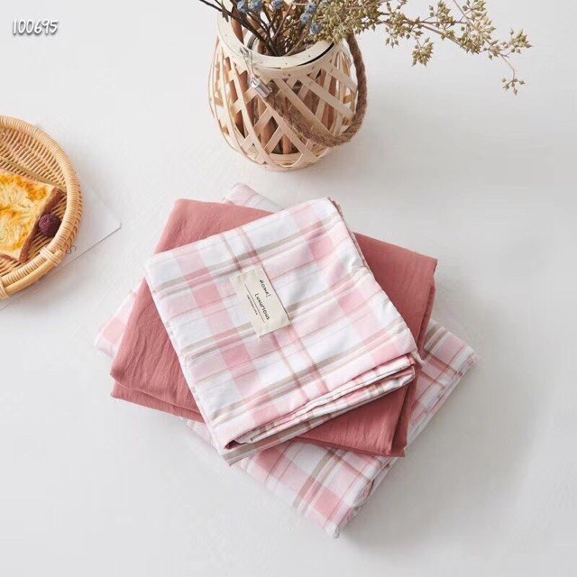 Set chăn ga Cotton TC kẻ hoạt tính, giá tốt nhất