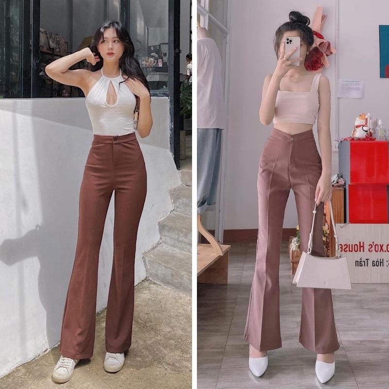 Quần tây nữ ống loe cạp cao 1 cúc COCOSTORE QD04