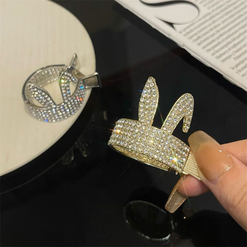 Kẹp Tóc Kim Loại Mạ Vàng / Bạc Hình Tai Thỏ Dễ Thương