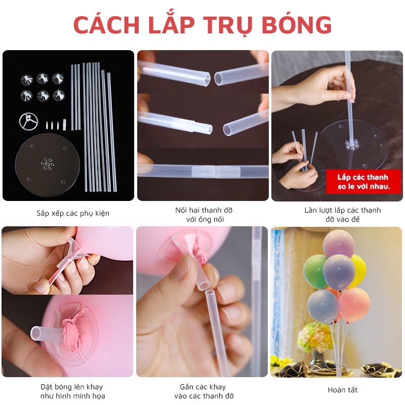 Trụ XòeMika 7 Thanh Gắn Bóng Bay Trang Trí Sự Kiện, Sinh Nhật