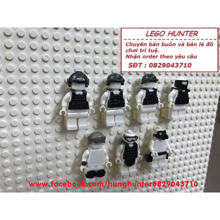 (Giảm Mạnh) Army Phụ kiện trang bị cho mô hình nhân vật Minifigures các loại : Mũ giáp , Áo giáp , kính và dụng cụ khác