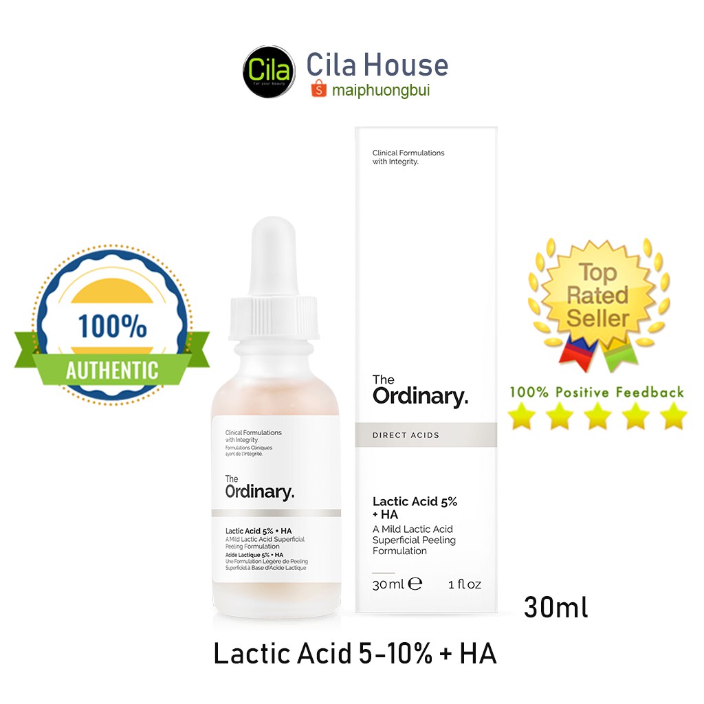 Tinh chất The Ordinary Lactic Acid 5%/10% + HA cấp nước, sáng mịn da (Bill Canada/US) - Cila House