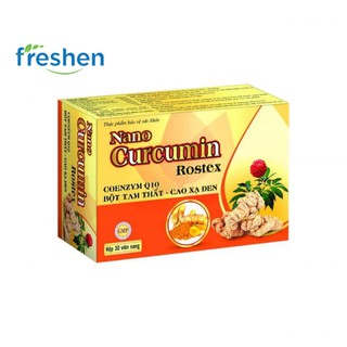 Nano Cucurmin Rostex - Hỗ trợ dạ dày với thành phần bột tam thất và cao xạ đen hộp 30 viên