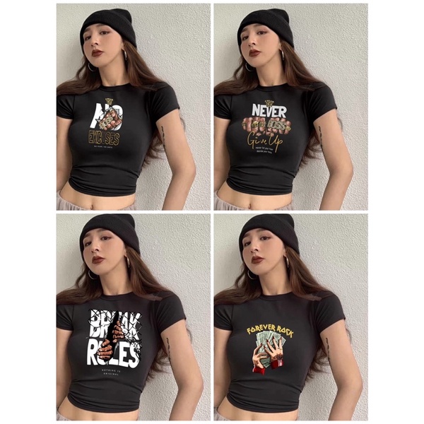 Áo Croptop Cộc Tay In Hình PNG Nary Closet 2022