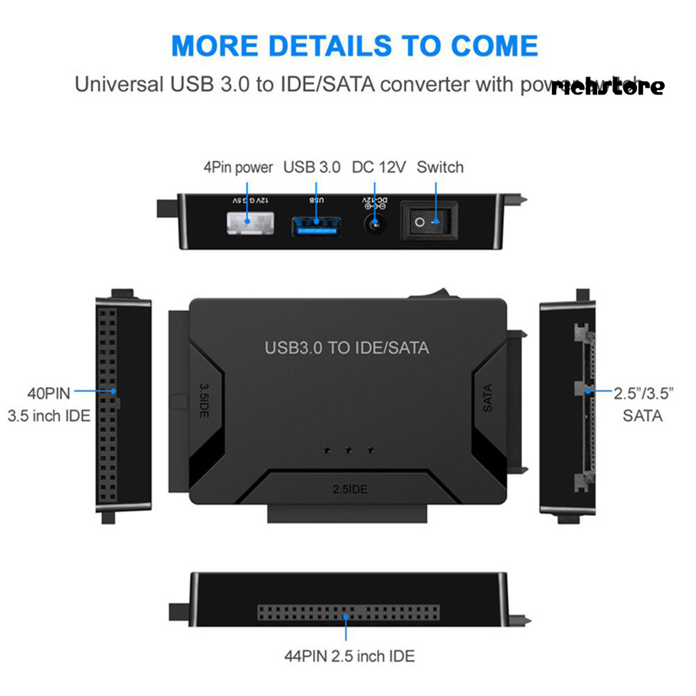 Đầu Chuyển Đổi Usb 3.0 Sang Sata / Ide Cho Ổ Cứng 2.5 / 3.5 Inch | BigBuy360 - bigbuy360.vn