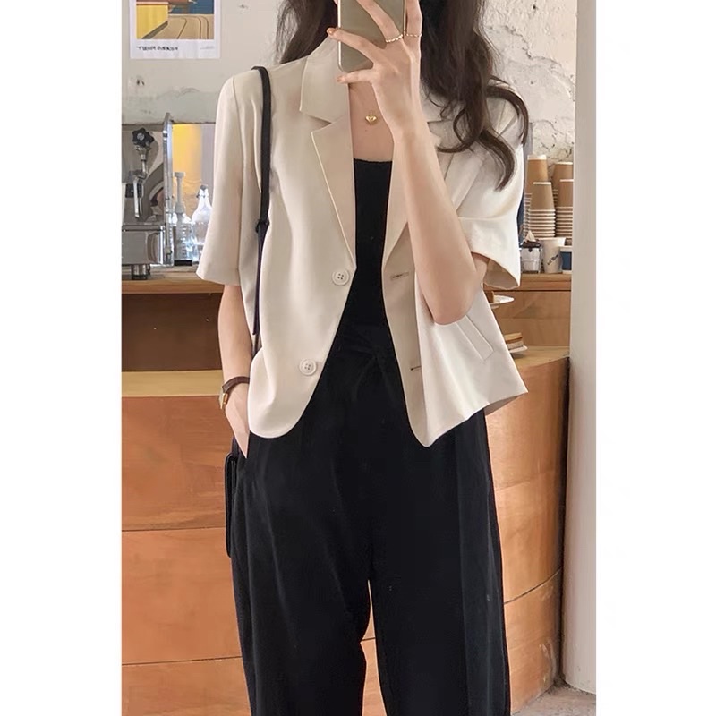 Áo BLAZER NGẮN TAY trơn đứng form, kiểu dáng croptop 2 cúc, 3 màu, chất đẹp style Hàn Quốc, hàng Quảng Châu - SẴN HÀNG | BigBuy360 - bigbuy360.vn