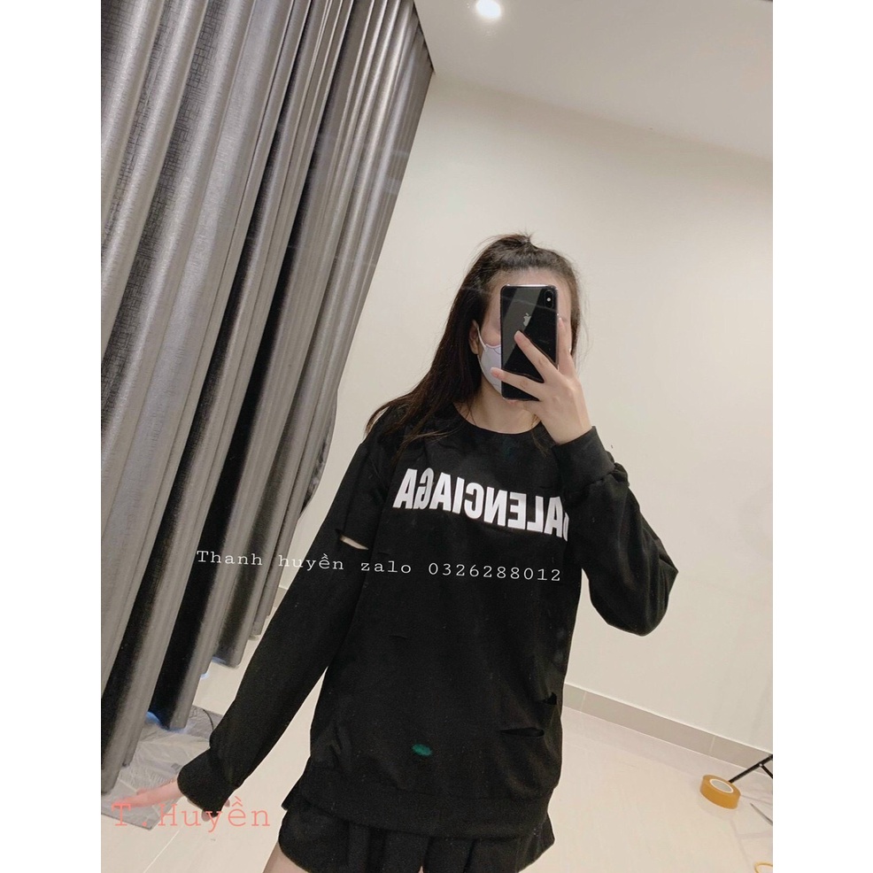 [Ảnh thật] Áo nỉ balenciaga rách cực chất, áo nỉ đôi nam nữ freesize | BigBuy360 - bigbuy360.vn