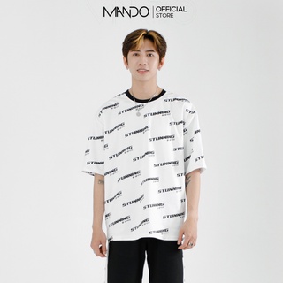 Áo Phông Hoạ Tiết In Chữ Stunning MANDO  2 Màu Đen Trắng Ngắn Tay Phong Cách Hàn Quốc PDN126