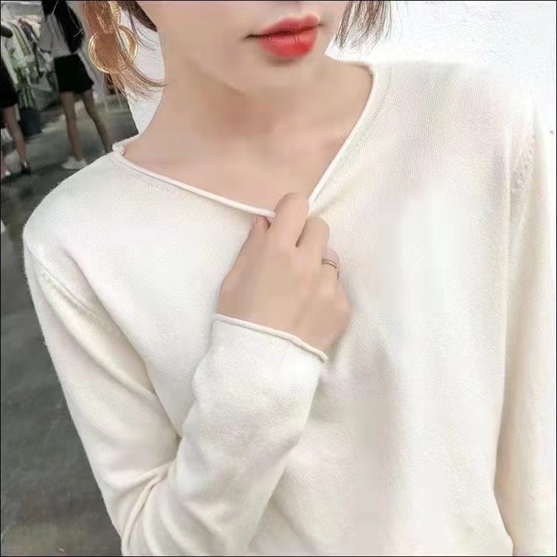 Áo dệt kim mỏng ZHELIHANGFEI tay dài màu trơn thời trang cho nữ