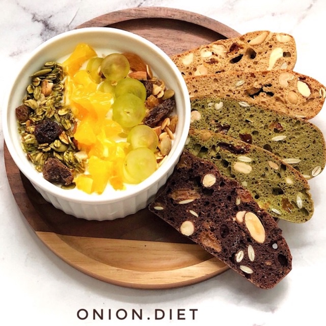Bánh BISCOTTI Onion.Diet Nguyên Cám Không Đường Mix 3 Vị