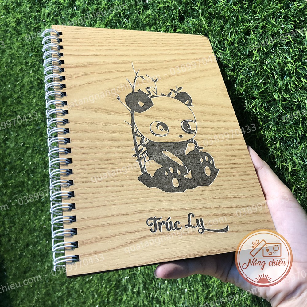 Sổ tay khắc theo yêu cầu - Mẫu gấu trúc đáng yêu kèm khắc tên chính chủ theo yêu cầu