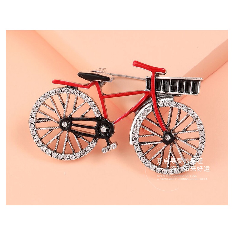 Ghim Cài Áo Hình Xe Đạp Đính Đá Phong Cách Vintage