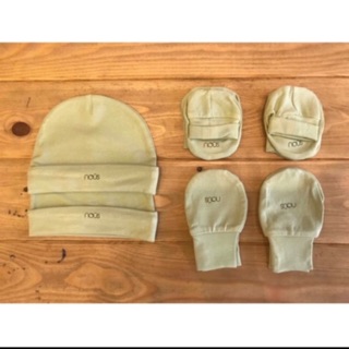 Set 3 mon bao chân- mũ Nous pettit sơ sinh màu xanh cốm