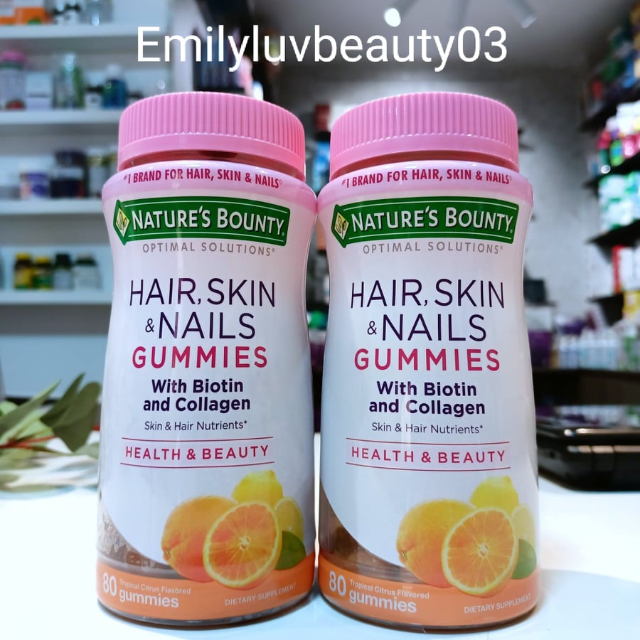 Kẹo dẻo đẹp tóc Nature Bounty Hair Skin&Nails Mỹ vị cam 80 viên Date 2023