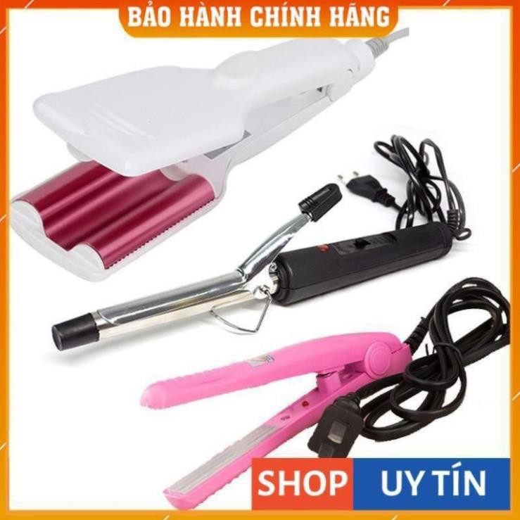 Máy Làm Tóc Sóng nước Bản To+Tặng (Máy xoăn mini+ Máy Là thẳng mini hoặc/dập xù mini)