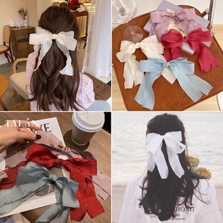 Kẹp Tóc Vải Voan Phối Lưới Thắt Nơ Sau Lưng Phong Cách Cổ Điển Thanh Lịch Dành Cho Nữ