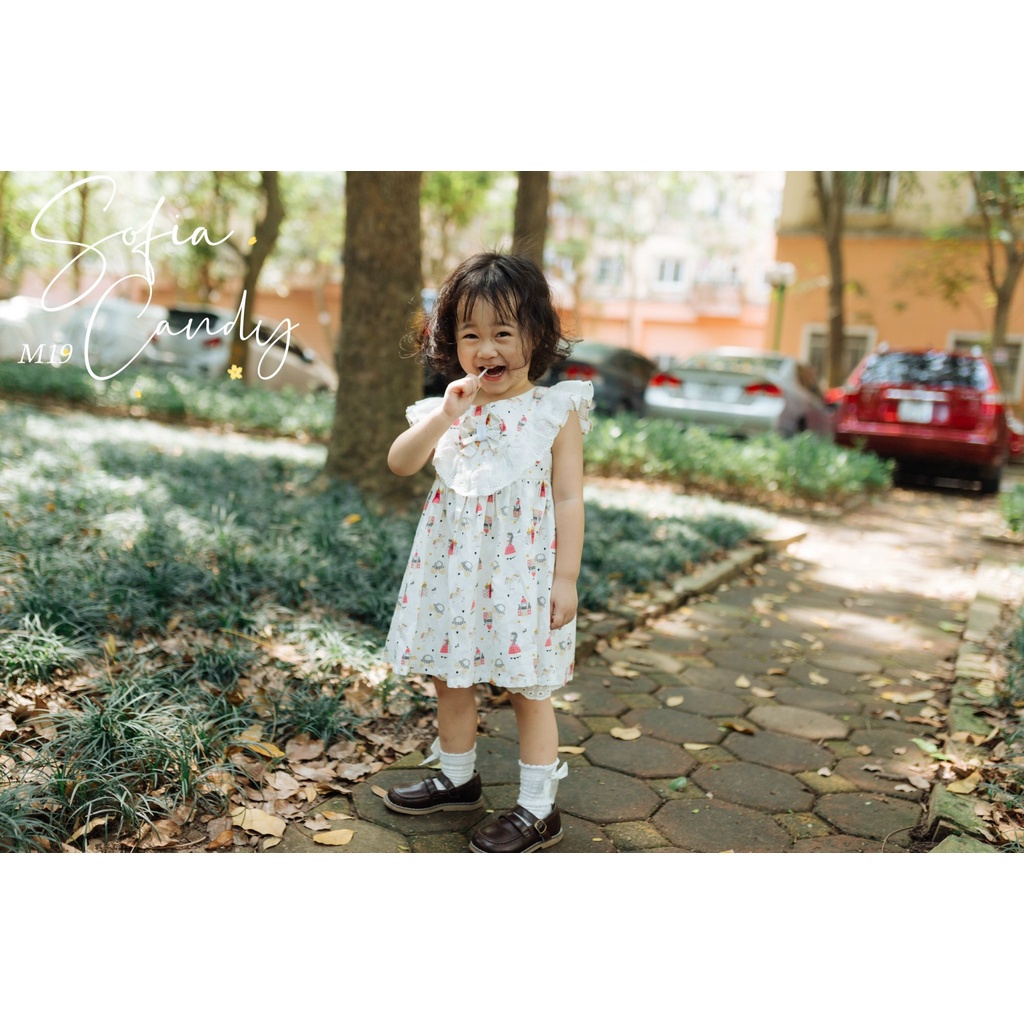Đầm Bé Gái Họa Tiết Phối Ren Màu Trắng Size từ 8-30kg 💖 Váy Sofia Phối Ren Thêu Cao Cấp Cho Bé Gái