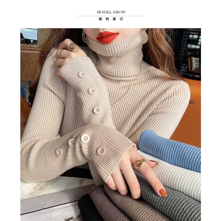 Áo Sweater Cổ Lọ Dày Dặn Phong Cách Phương Tây Thời Trang Thu Đông Hàng Mới 2022