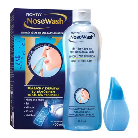 Bộ Vệ Sinh Mũi Rohto Nose Wash (1 Bình Vệ Sinh Mũi Easy Shower Và 1 Bình Dung Dịch 400 Ml)