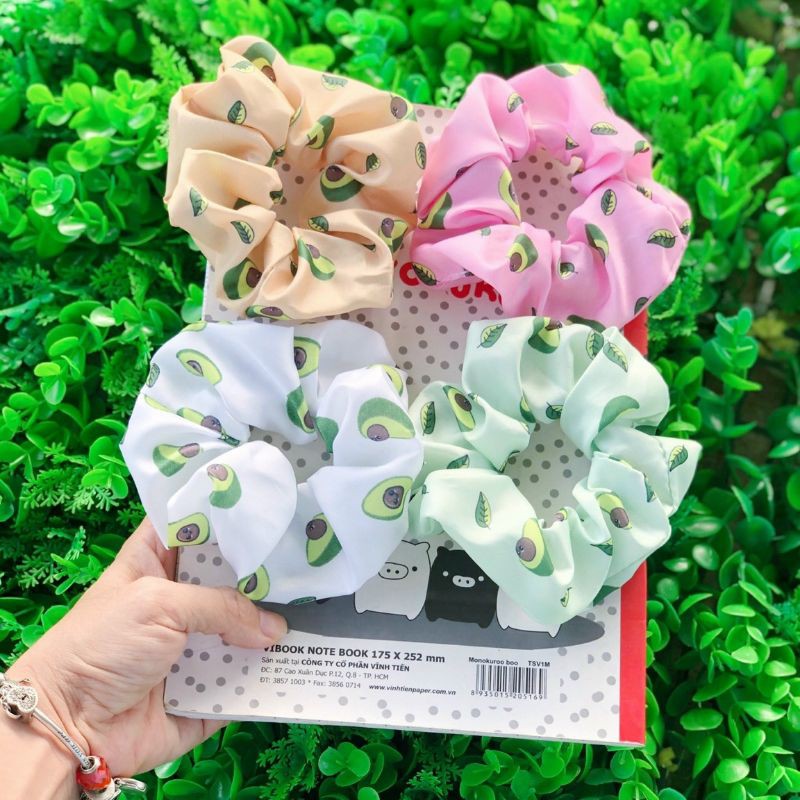 Set 2 cột tóc scrunchies hình trái cây