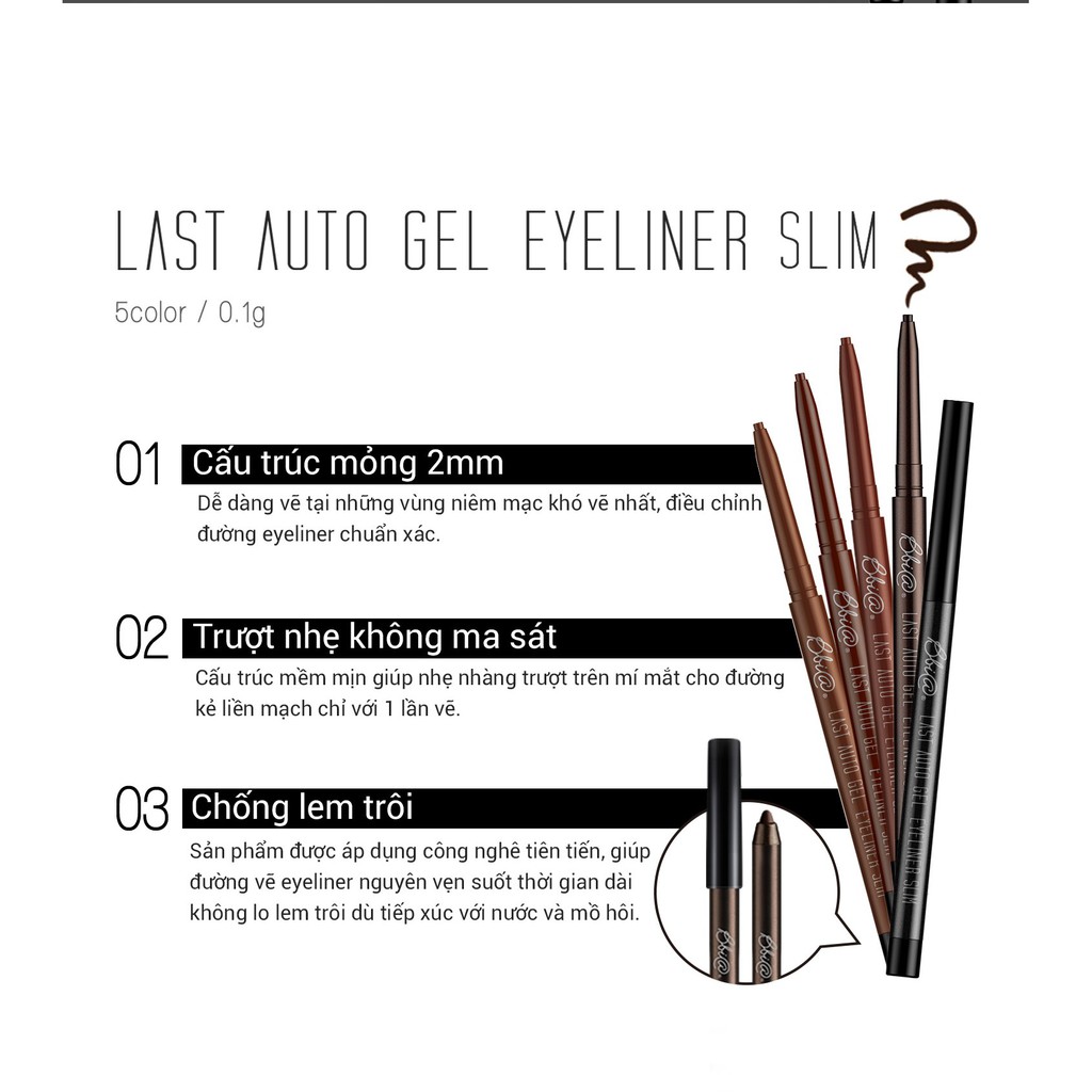 Gel chì kẻ mắt Bbia Last Auto Gel Eyeliner Slim (5 màu) 0.1g - Bbia Official Store | BigBuy360 - bigbuy360.vn