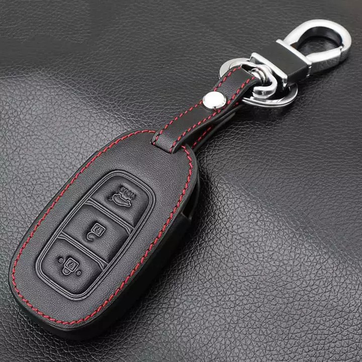 Ốp Chìa Khóa Da Xe Accent, Koa, Santafe 2018 2019 2020 Chìa TM DR01