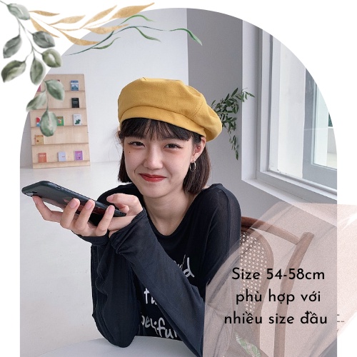 Mũ nồi nữ chất liệu cotton trơn, mũ beret nữ phong cách Hàn Quốc mã BR4